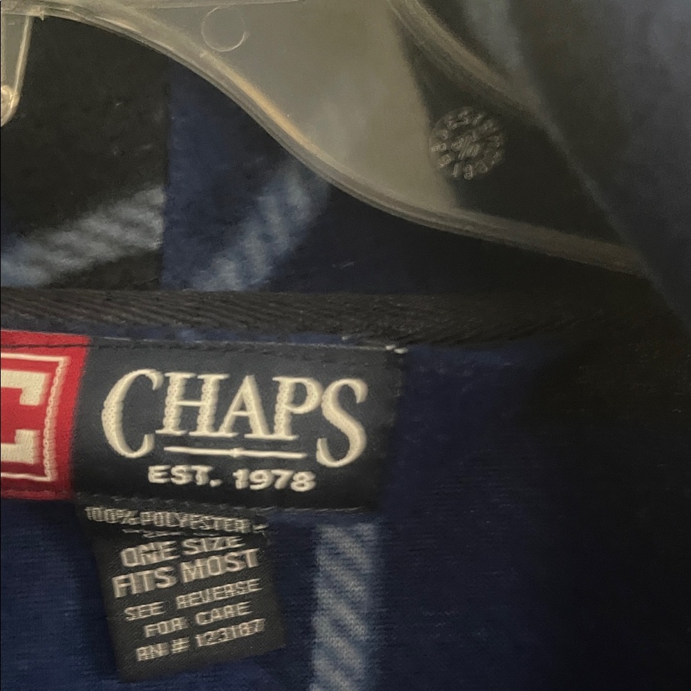 Chaps Dark Blue Windowpane Shawl Collar Robe - Picture 2 of 3